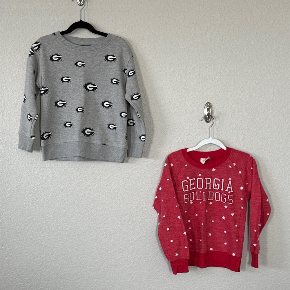 Georgia Bulldogs Gray and Red Sweatshirts Girls size 5/6. University of GA UGA